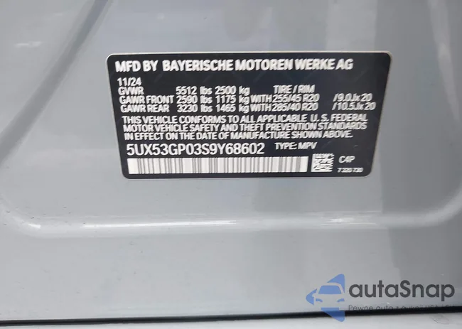 5UX53GP03S9Y68602: 43287855