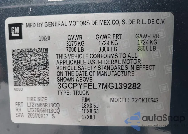 3GCPYFEL7MG139282: 43287907