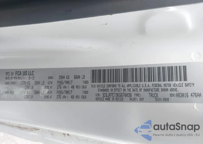 3C6JR7ET3KG670038: 43287960