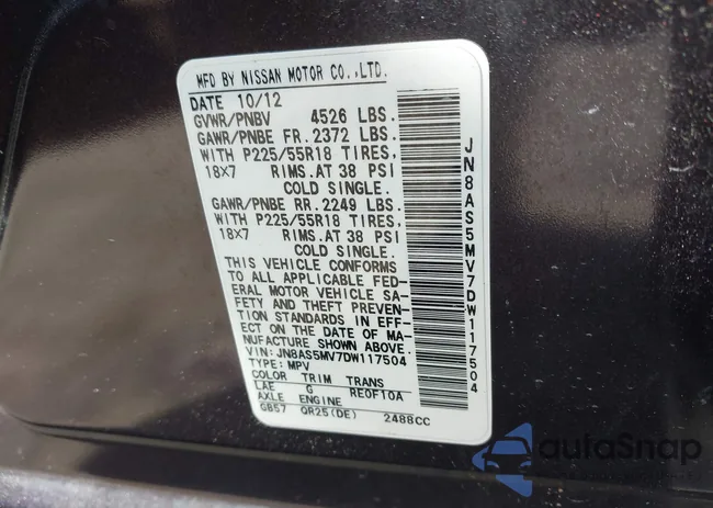 JN8AS5MV7DW117504: 43287980