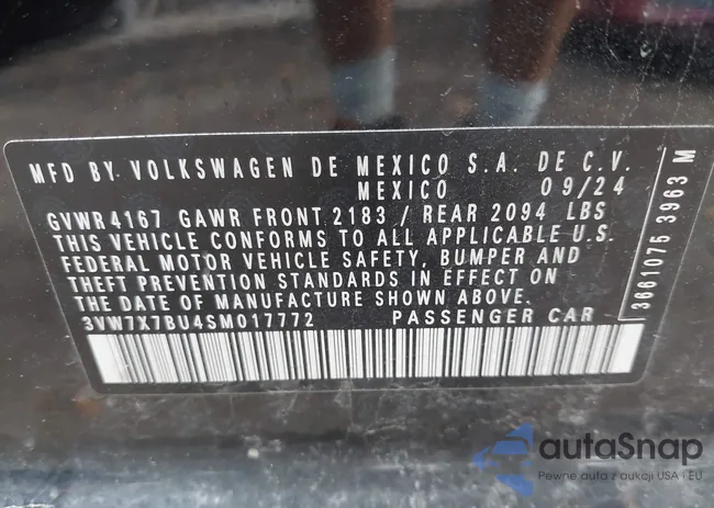 3VW7X7BU4SM017772: 43288002
