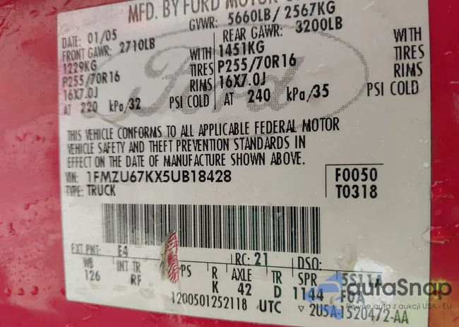 1FMZU67KX5UB18428: 43288015