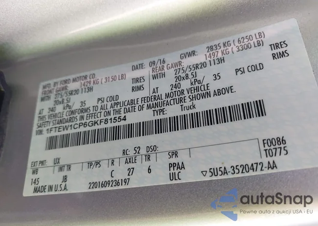 1FTEW1CP6GKF81554: 43288091