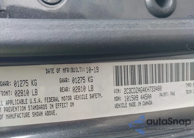 2C3CDZAG4KH733480: 43288153