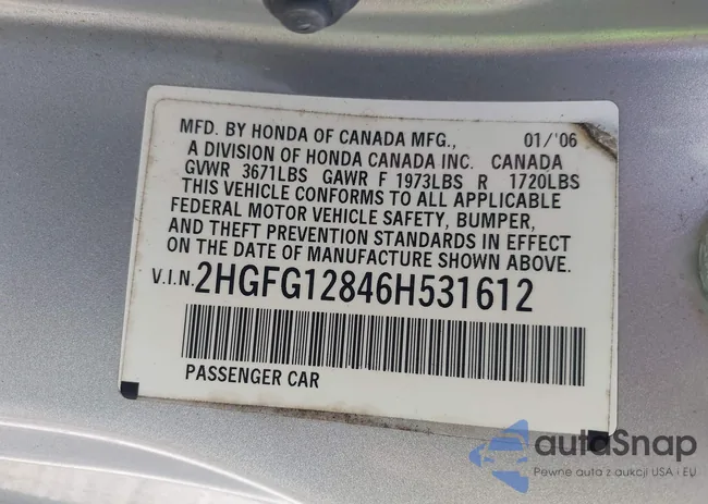 2HGFG12846H531612: 43288377