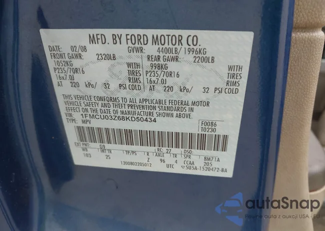 1FMCU03Z68KD50434: 43287407