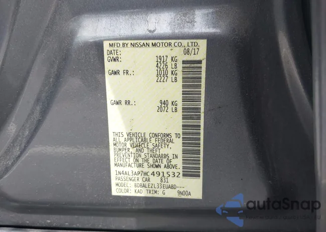 1N4AL3AP7HC491532: 43287480