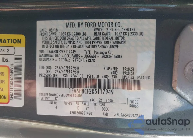 1FA6P8CF2K5117949: 43287561