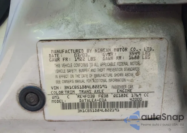 3N1CB51D84L822191: 43287591