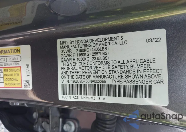 19UUB5F55NA002289: 43287598