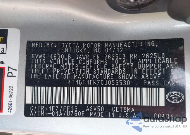 4T1BF1FK7CU055530: 43287612