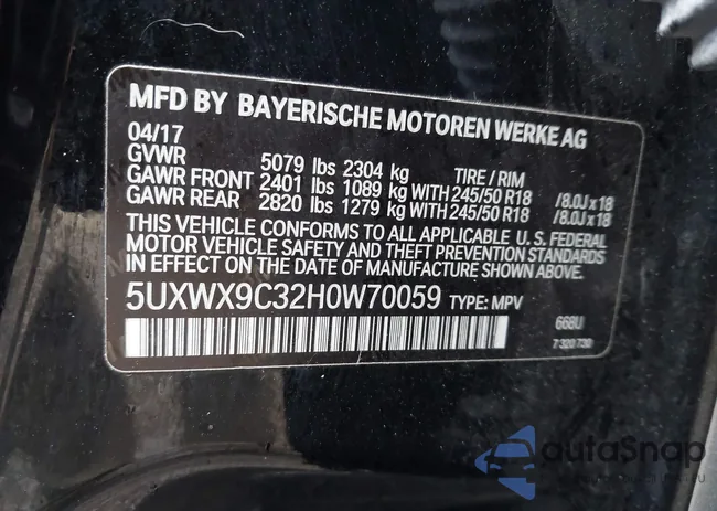 5UXWX9C32H0W70059: 43287618