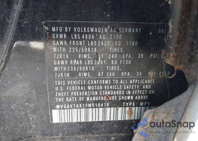 WVGAV7AX1FW510479: 43287628