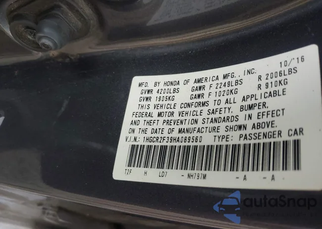 1HGCR2F39HA089560: 43287723