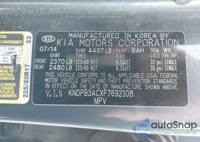 KNDPB3ACXF7692108: 43287787