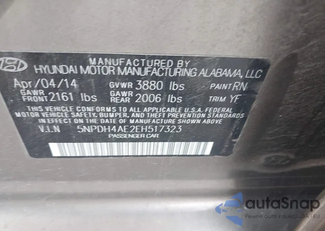 5NPDH4AE2EH517323: 43288799