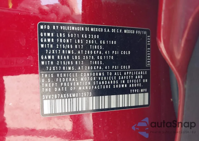 3VV2B7AX5KM012573: 43288802