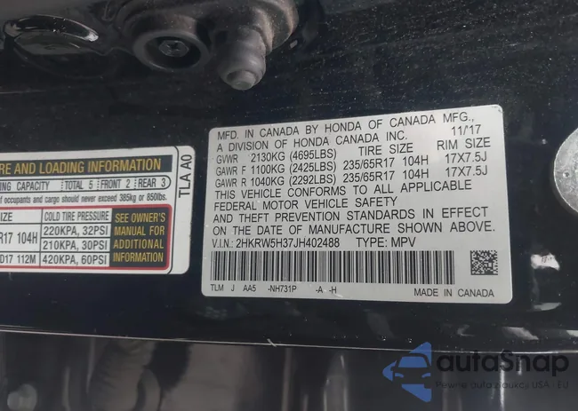 2HKRW5H37JH402488: 43288938