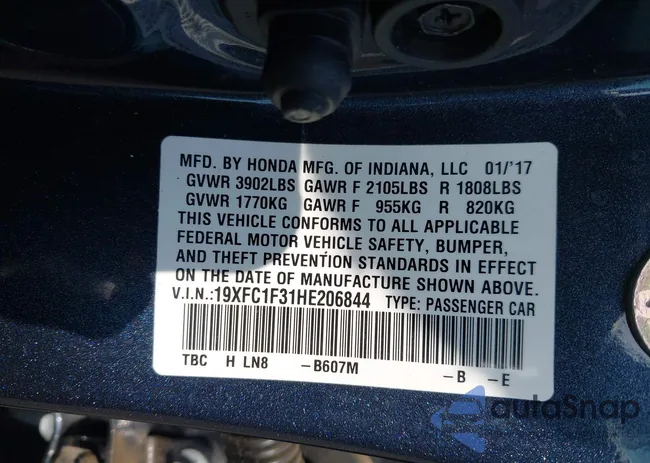 19XFC1F31HE206844: 43288969