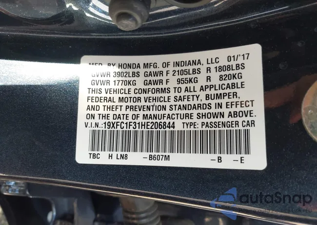 19XFC1F31HE206844: 43288969