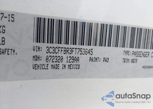 3C3CFFBR3FT753645: 43288988
