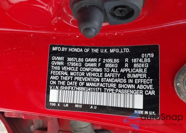 SHHFK7H68KU411171: 43289019