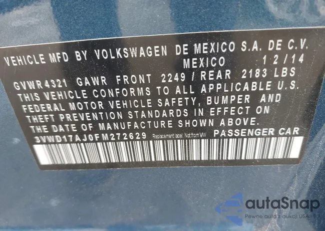 3VWD17AJ0FM272629: 43289044