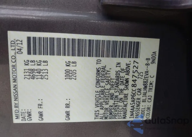 1N4AA5AP6CC847527: 43289057