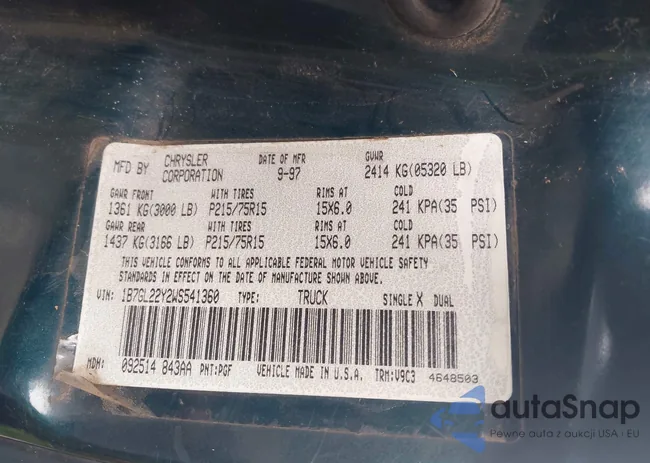 1B7GL22Y2WS541360: 43289176