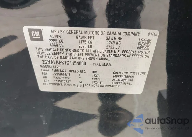 2GNALBEK1G1154000: 43289203