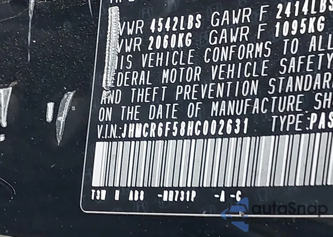 JHMCR6F58HC002631: 43289224