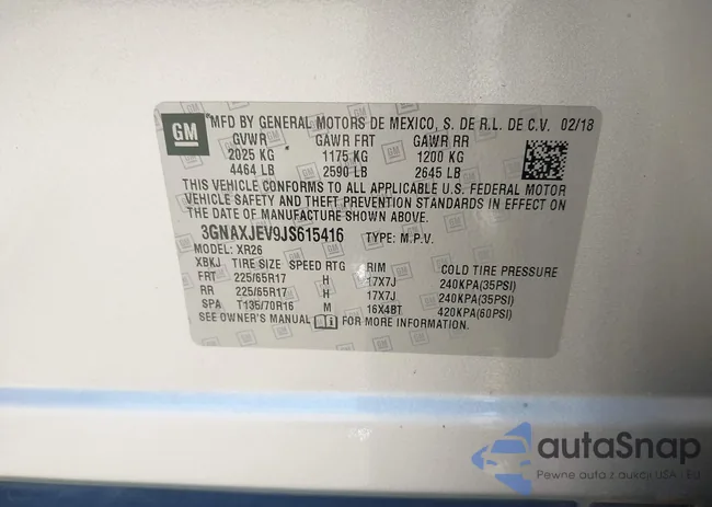 3GNAXJEV9JS615416: 43289248