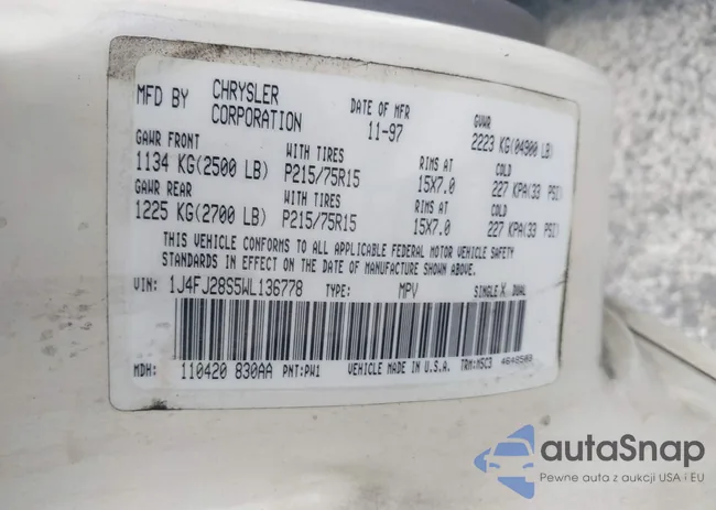 1J4FJ28S5WL136778: 43289328