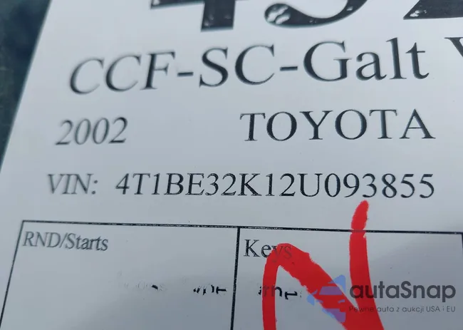 4T1BE32K12U093855: 43289351