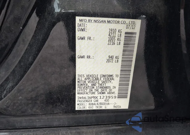 1N4AL3AP9DC123959: 43289365