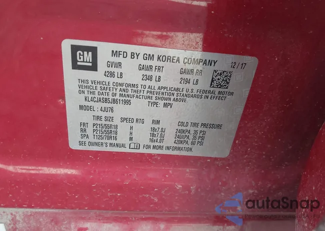 KL4CJASB5JB611995: 43289367