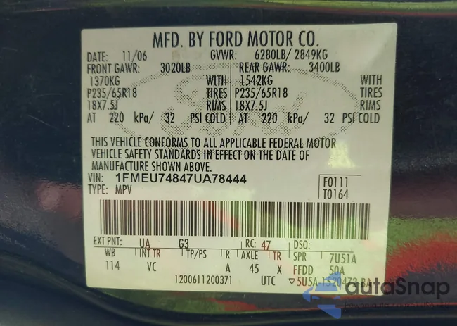 1FMEU74847UA78444: 43288434