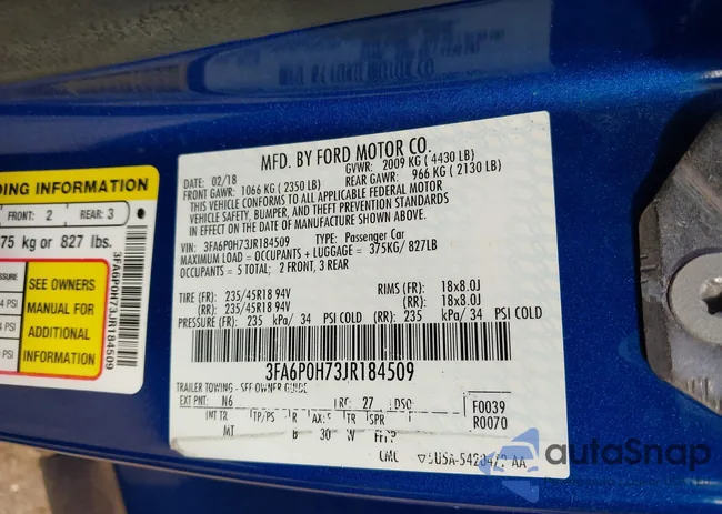 3FA6P0H73JR184509: 43288477