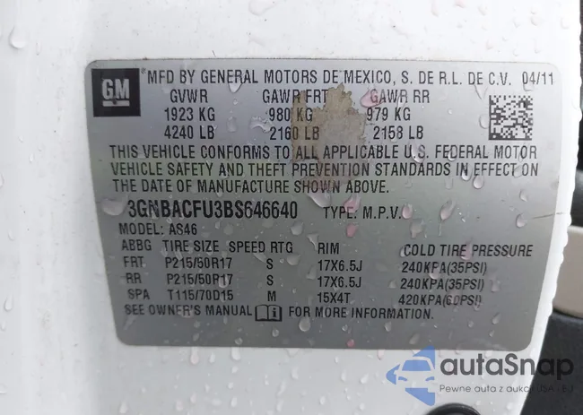 3GNBACFU3BS646640: 43288485