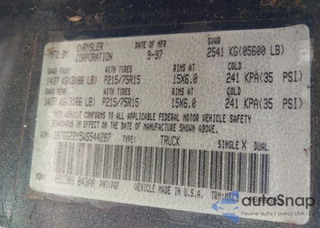 1B7GG22Y5WS544287: 43288604