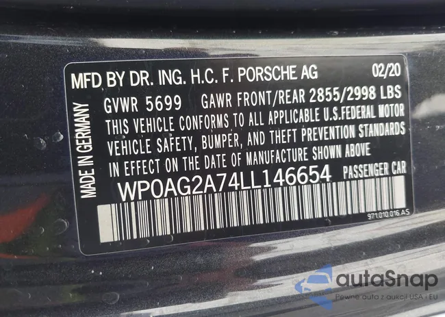 WP0AG2A74LL146654: 43288607