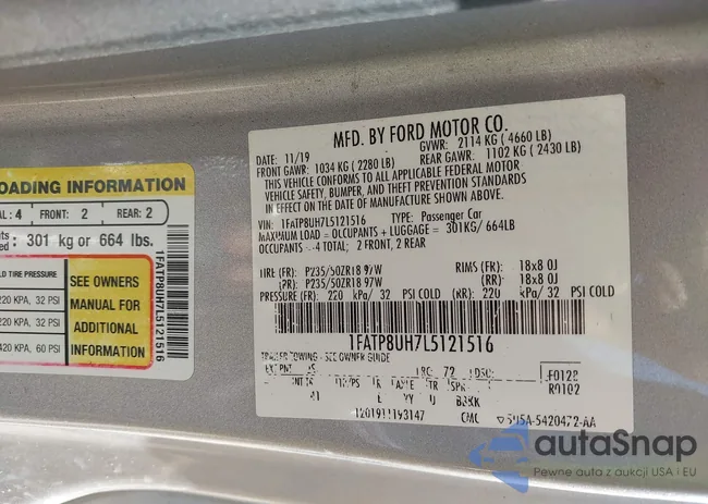 1FATPSUH7L5121516: 43288636