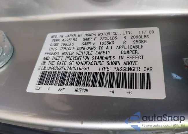 JH4CU2E67AC016530: 43288660