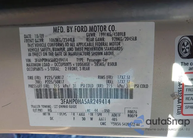 3FAHP0HA5AR249414: 43288695