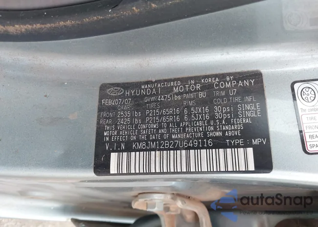 KM8JM12B27U649116: 43288724