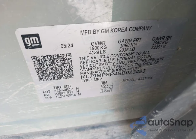 KL79MPSP4SB023493: 43288727