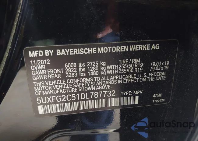 5UXFG2C51DL787732: 43288774