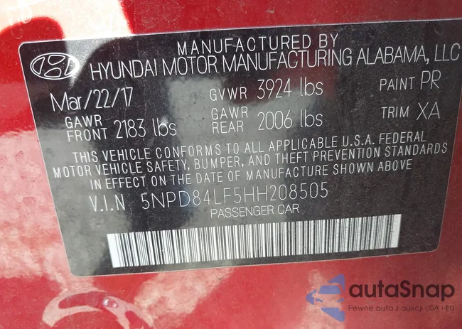 5NPD84LF5HH208505: 43288784