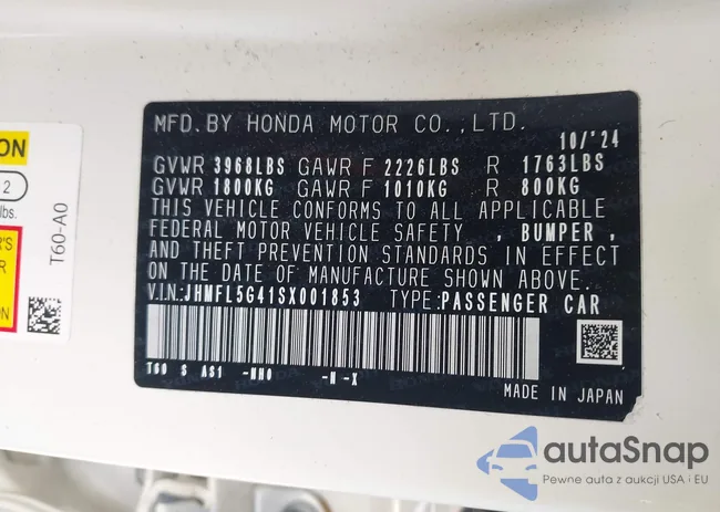 JHMFL5G41SX001853: 43288788