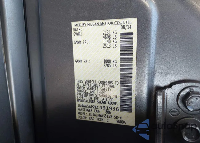 1N4AA5AP2EC491936: 43289800